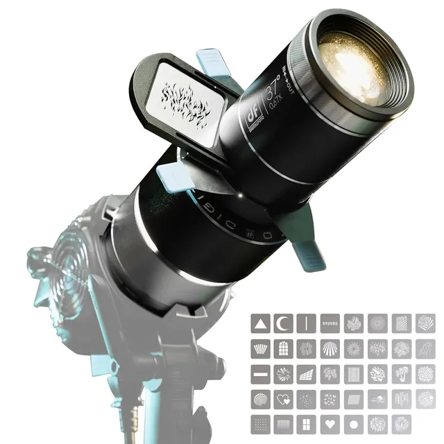 DigitalFoto Light Snoot Bowens proiettore con 39 gobo e 4 filtri