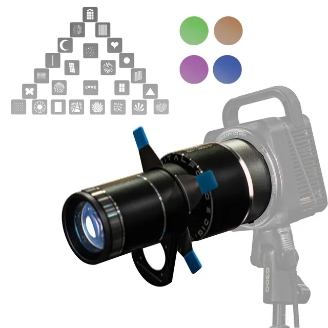 DigitalFoto Light FS-100SLENS Pro snoot Bowens con 25 gobo e filtri